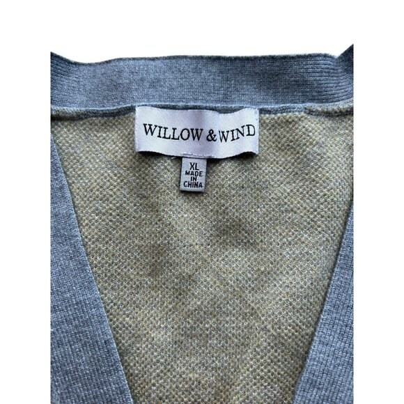Willow & Wind Argyle Sweater Women’s XL 1X Gray Yellow Cardigan Academia Preppy - Picture 2 of 8